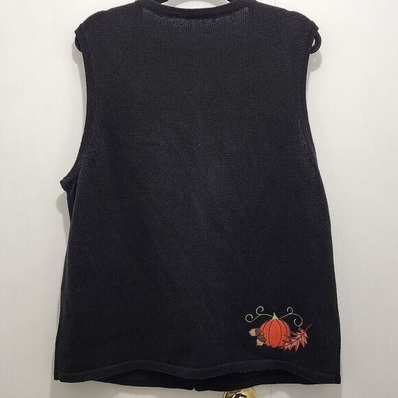 Breckenridge Women's Fall Leaves & Pumpkins Zip Up Vest Size XL - Picture 9 of 10